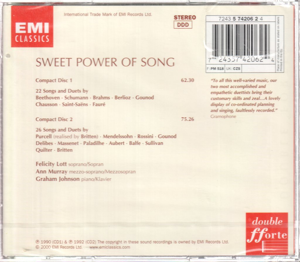 Felicity Lott, Ann Murray, Graham Johnson - Sweet Power Of Song - Double Cd