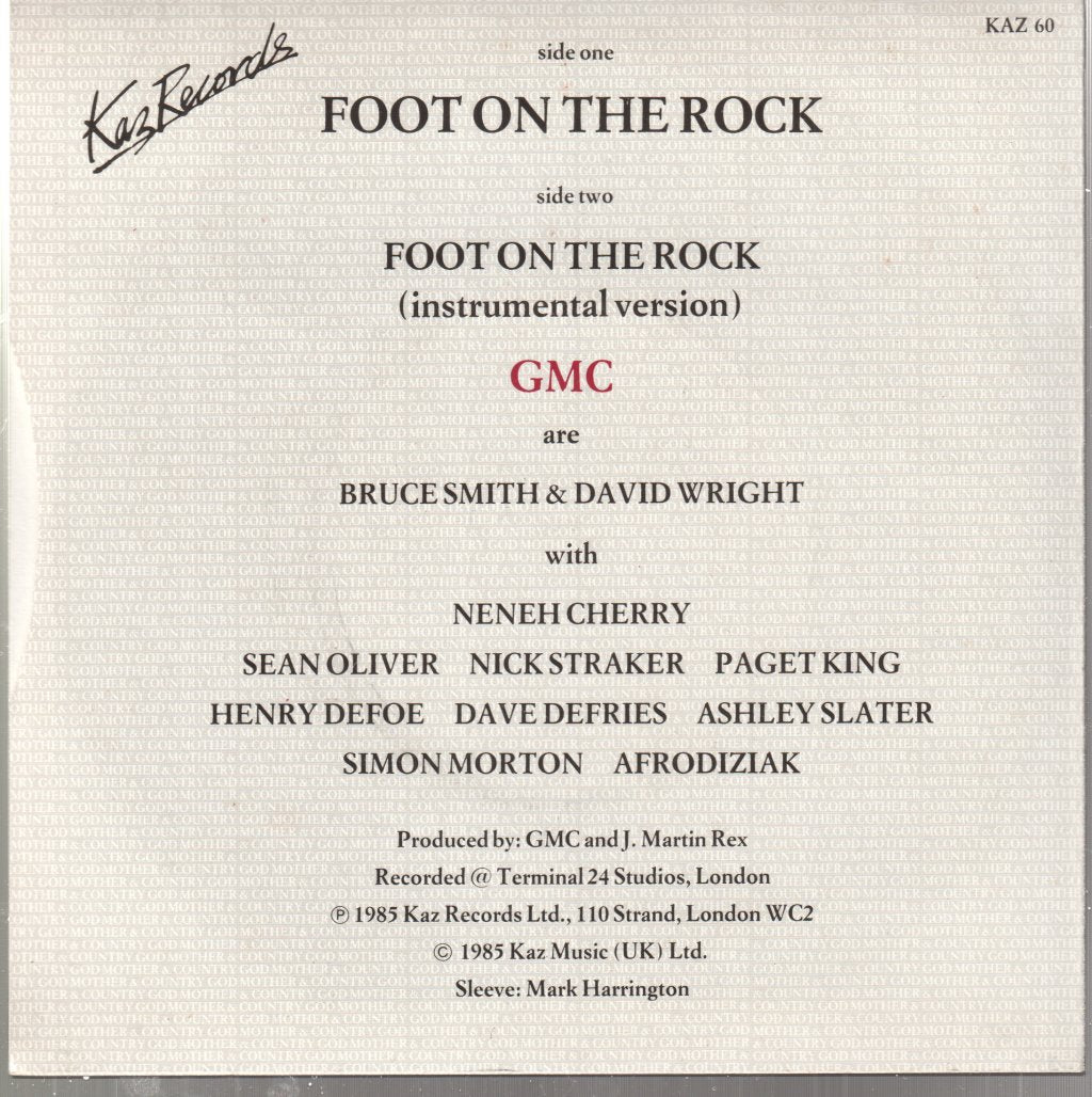Gmc - Foot On The Rock - 7 Inch