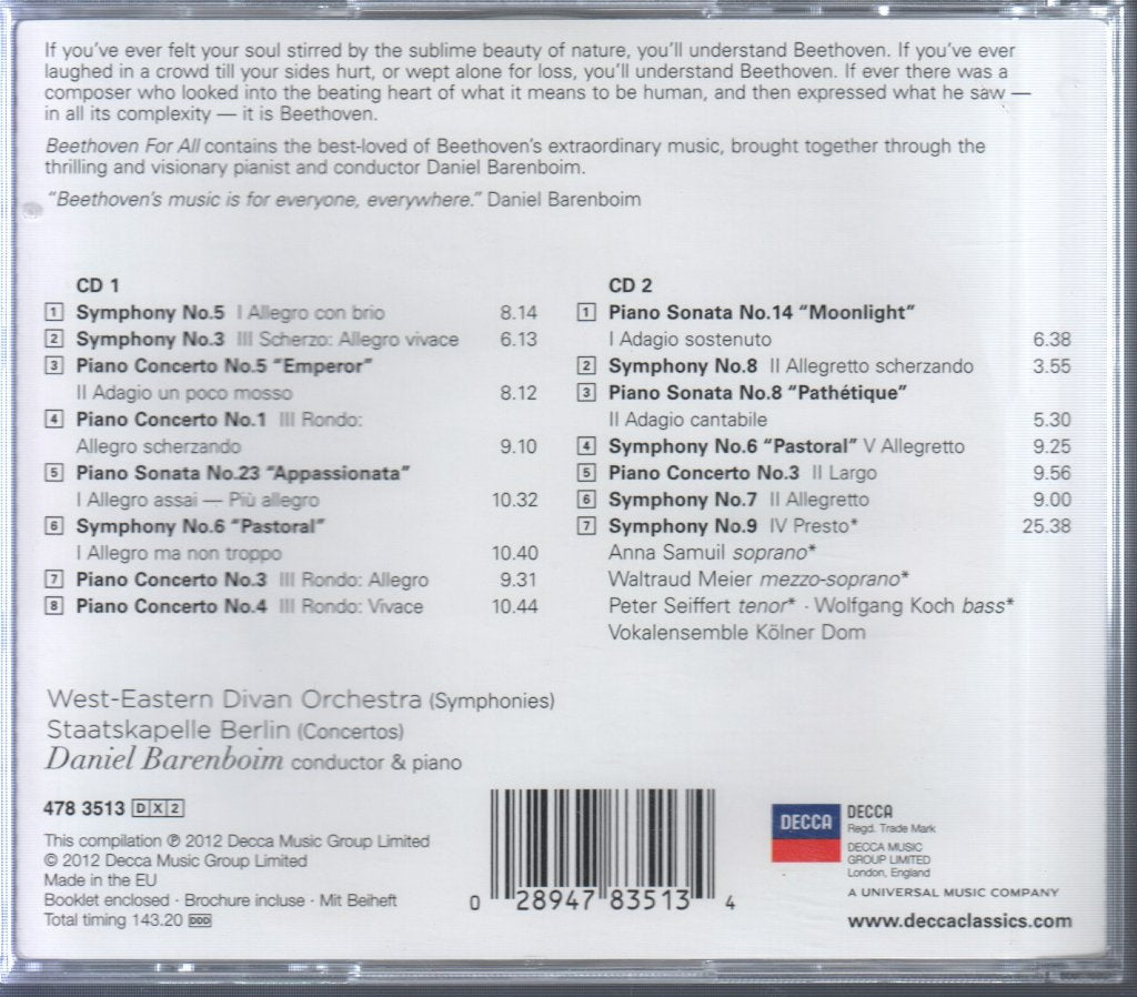 Daniel Barenboim - Beethoven For All: Music Of Power, Passion And Beauty - Double Cd