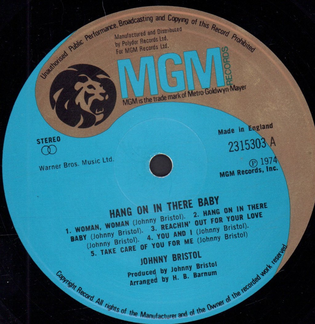 Johnny Bristol - Hang On In There Baby - Lp