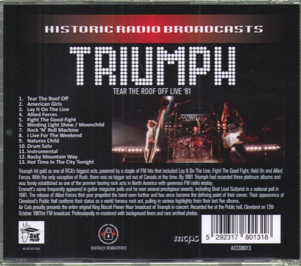 Triumph (Canadian Rock/Metal Group) - Tear The Roof Off Live '81 - Cd