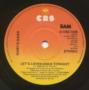 Gary's Gang - Let's Lovedance Tonight - 7 Inch