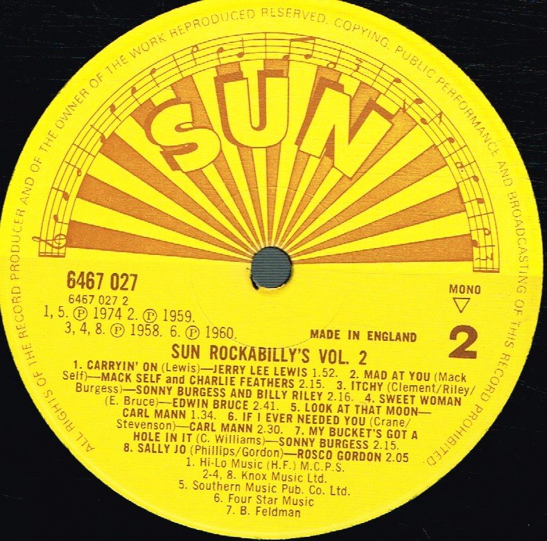 Various Artists - Sun Rockabillys Vol. 2 - Carryin' On - Lp