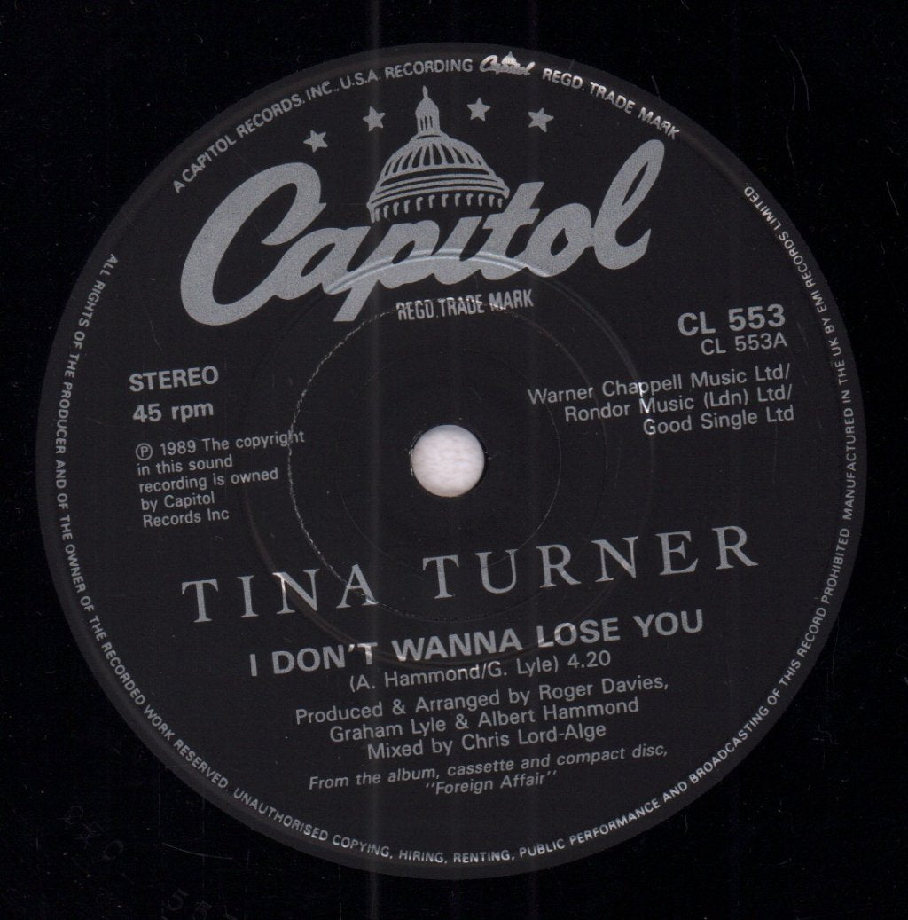 Tina Turner - I Don't Wanna Lose You - 7 Inch