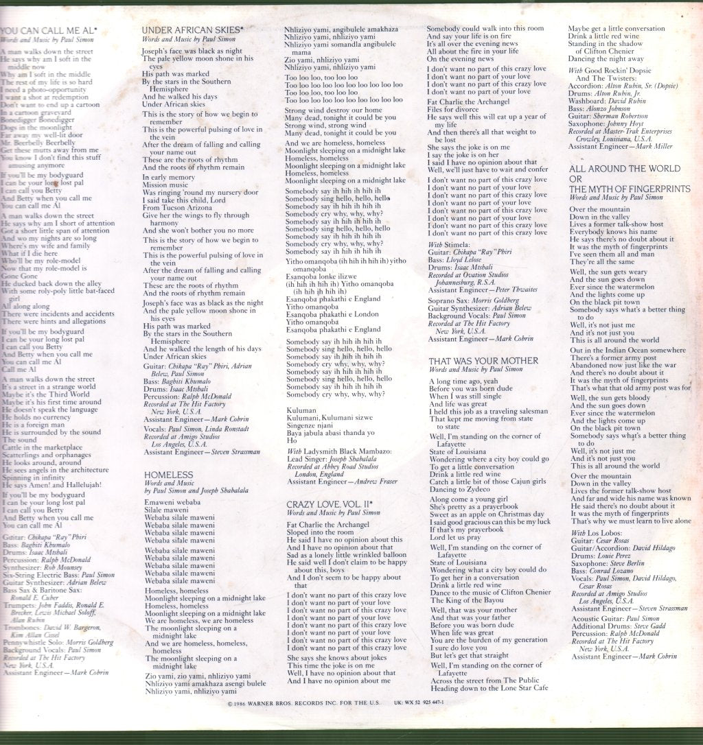 Paul Simon - Graceland - Lp