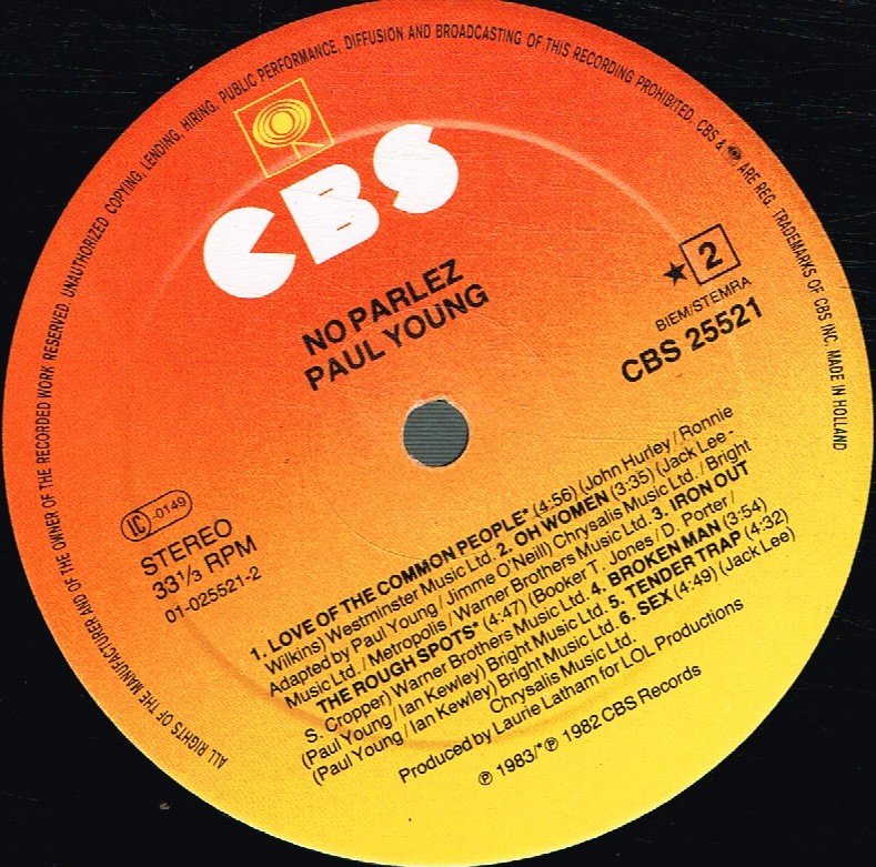 Paul Young - No Parlez - Lp