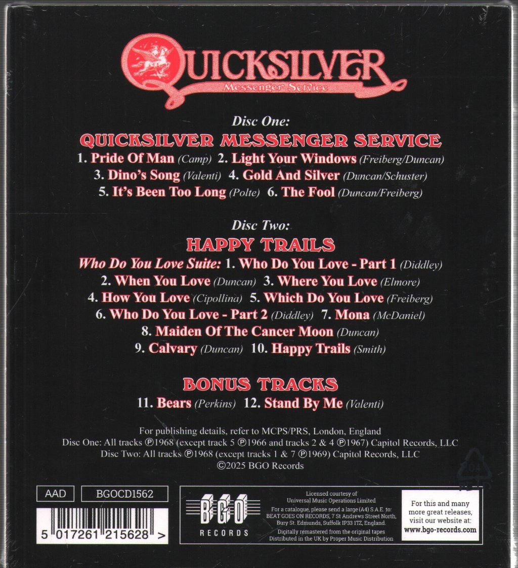 Quicksilver Messenger Service - Quicksilver Messenger Service / Happy Trails Plus Bonus Tracks - Double Cd