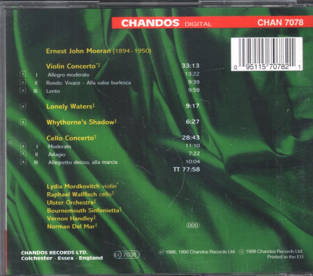 Lydia Mordkovitch / Raphael Wallfisch / Vernon Handley / Ulster Orchestra - Moeran - Violin Concerto / Cello Concerto / Lonely Waters / Whythorne's Shadow - Cd