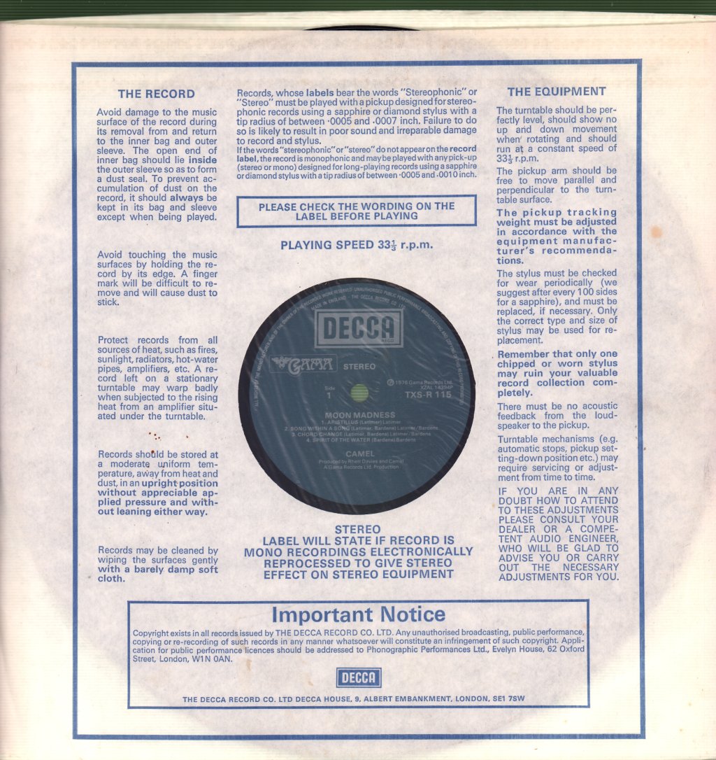 Camel - Moonmadness - Lp