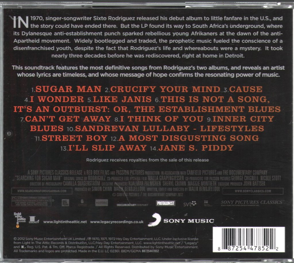Rodriguez - Searching For Sugar Man (Original Motion Picture Soundtrack) - Cd
