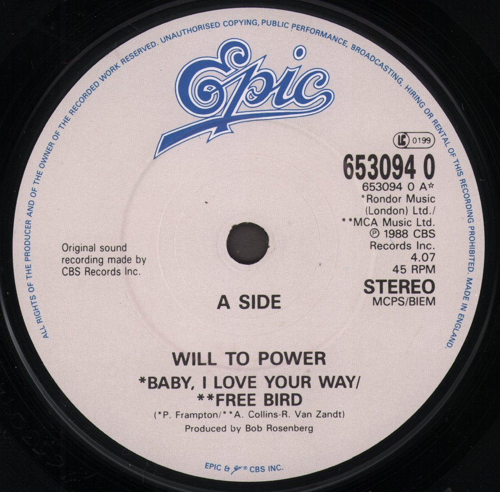 Will To Power - Freebaby (Baby I Love Your Way/Freebird Medley) - 7 Inch
