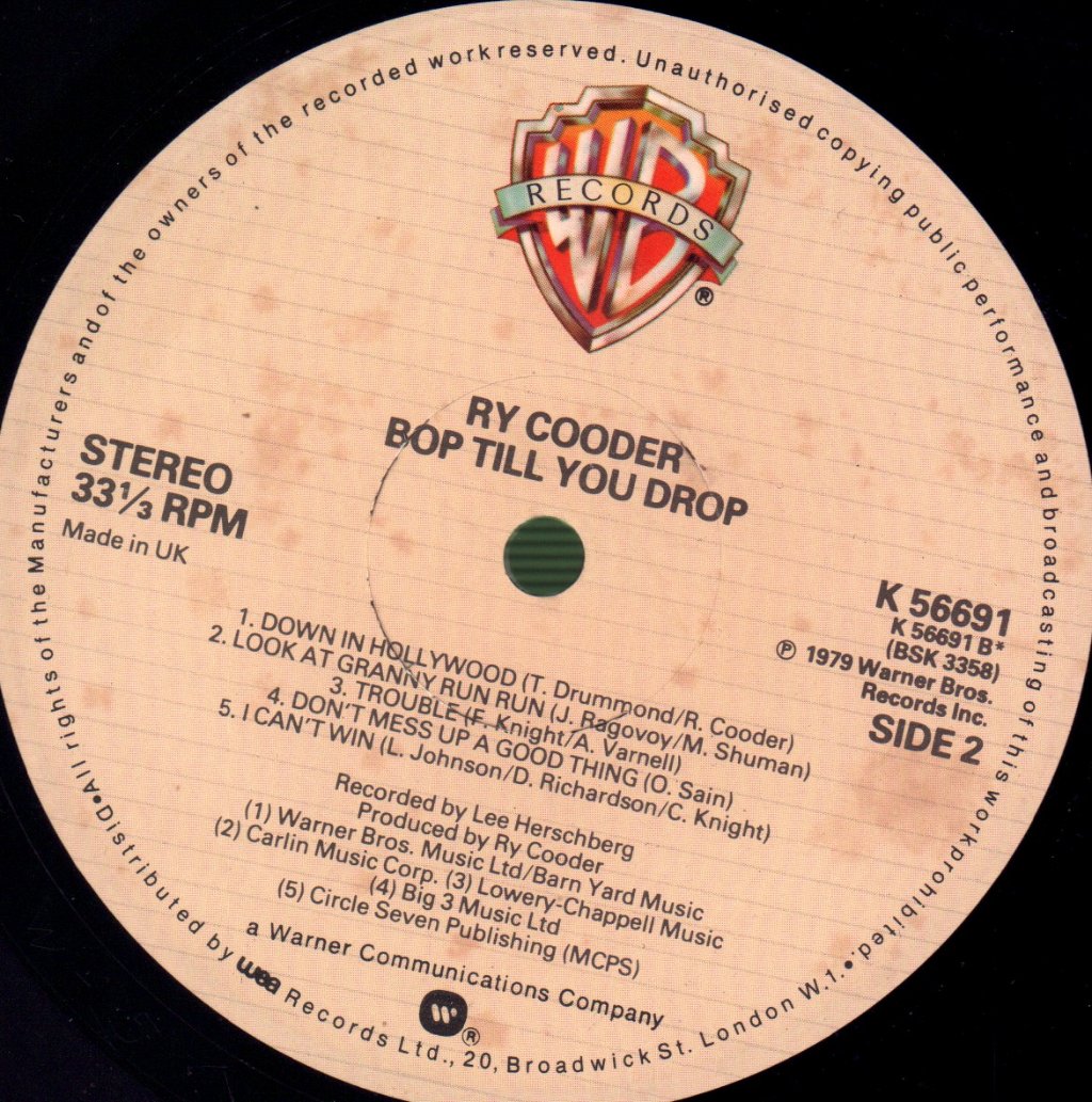 Ry Cooder - Bop Till You Drop - Lp