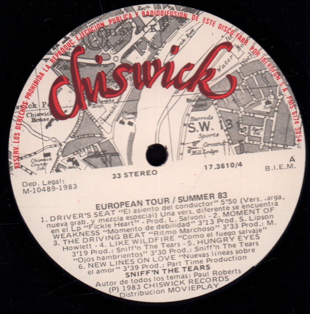 Sniff N The Tears - European Tour / Summer 83 - Lp