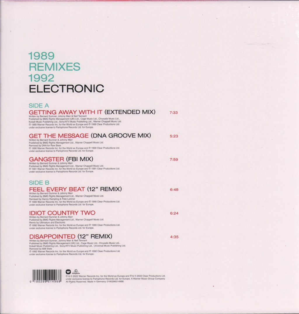 Electronic - 1989 Remixes 1992 - 12 Inch