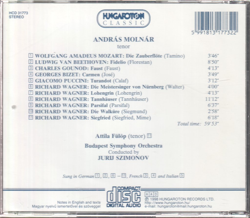 Andras Molnar - Tenor - Cd