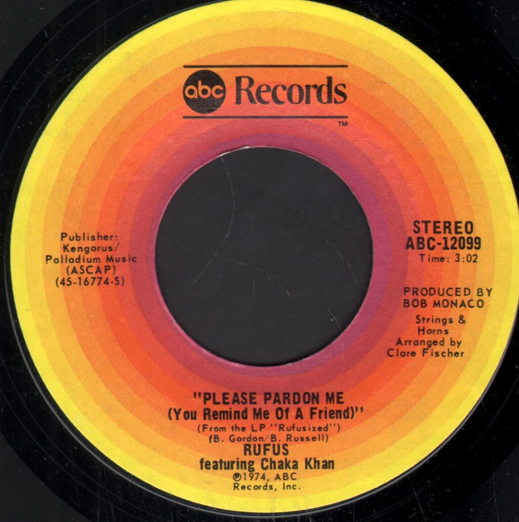Rufus And Chaka Khan - Please Pardon Me - 7 Inch
