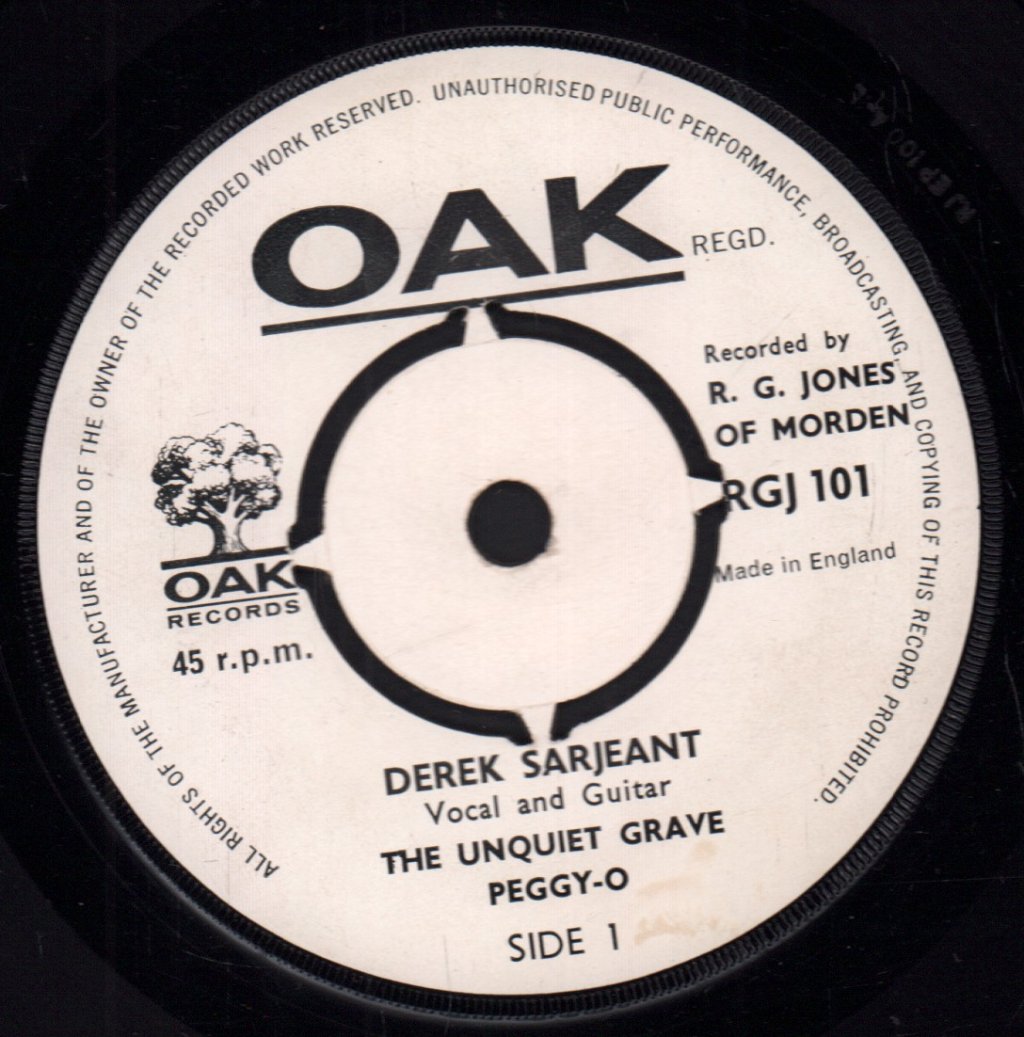 Derek Sarjeant - Folk Songs Sung By Derek Sarjeant - 7 Inch