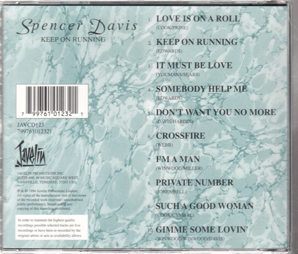 Spencer Davis - Keep On Running - Cd
