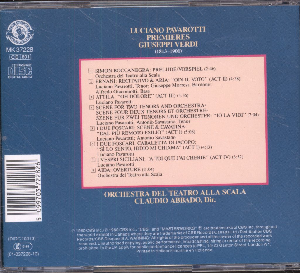 Luciano Pavarotti, Claudio Abbado - Pavarotti Premieres - Cd
