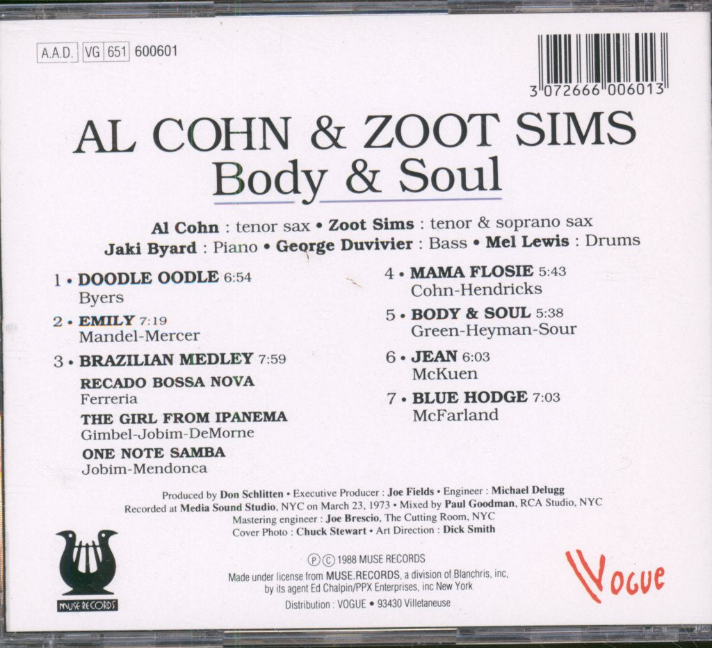 Al Cohn And Zoot Sims - Body And Soul - Cd