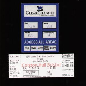 K.D. Lang - Colston Hall 30/11/04 - Ticket