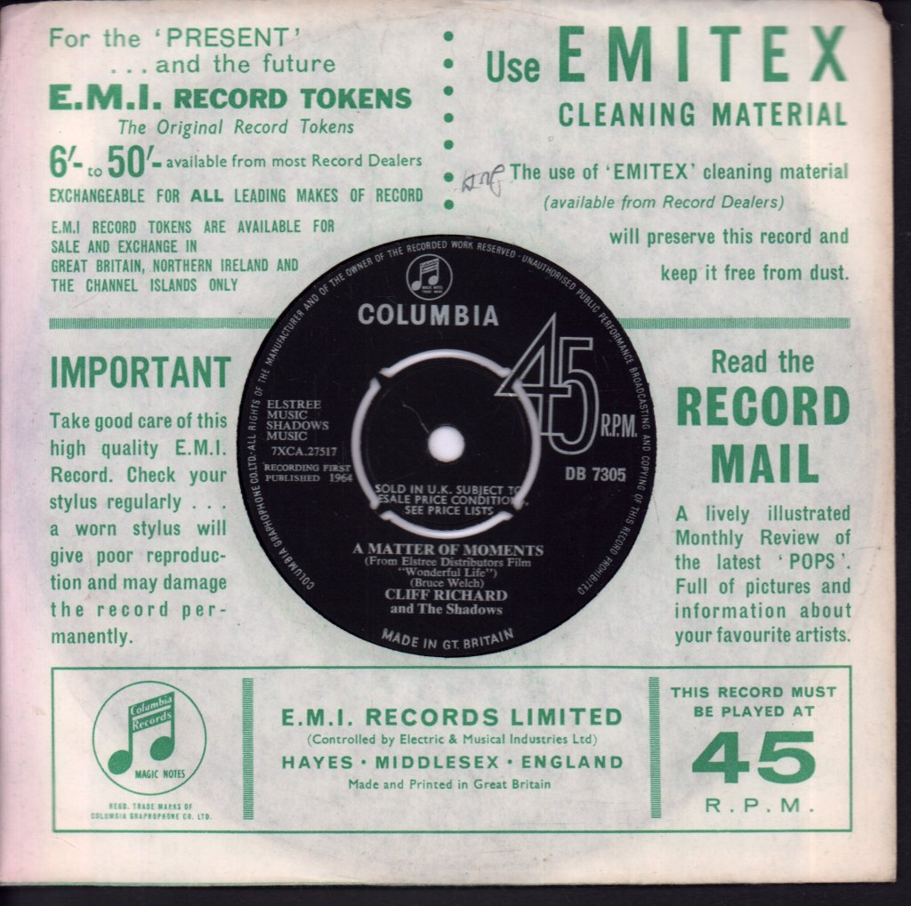 Cliff Richard And The Shadows - On The Beach - 7 Inch