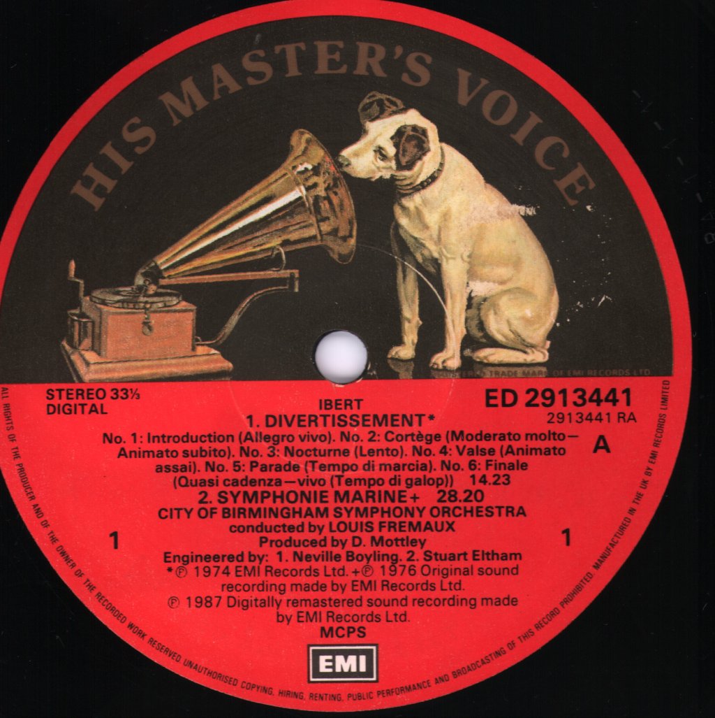 Louis Fremaux / City Of Birmingham Symphony Orchestra - Ibert - Divertissement / Symphonie Marine / Bacchanale - Lp