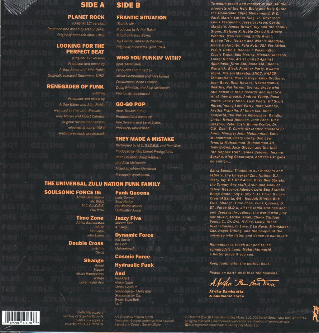 Afrika Bambaataa and Soulsonic Force - Planet Rock - the Album - Lp