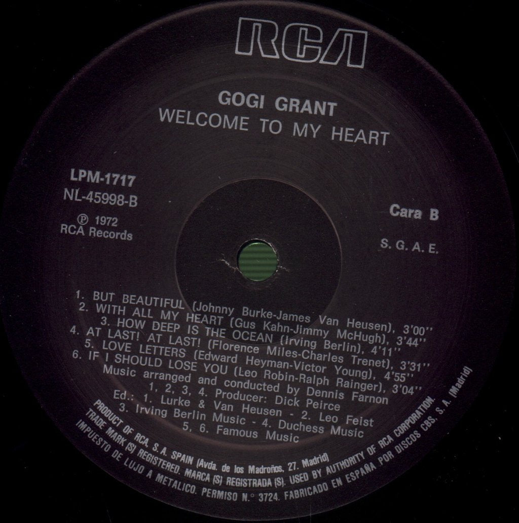 Gogi Grant - Welcome To My Heart - Lp