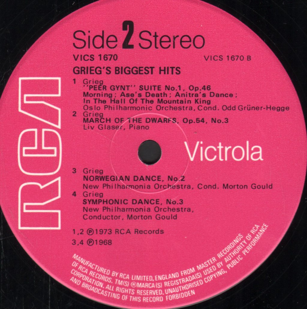Edvard Grieg - Grieg's Biggest Hits - Lp