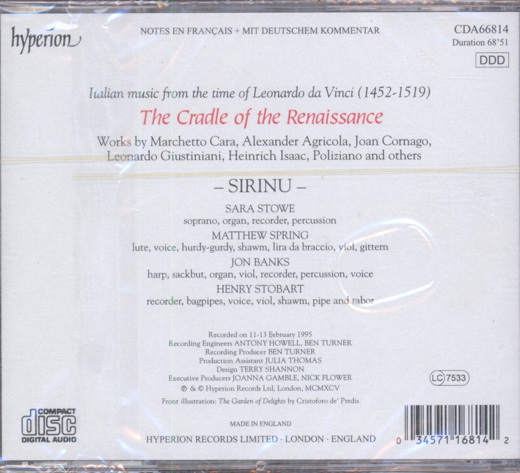Sirinu - Cradle Of The Renaissance - Cd