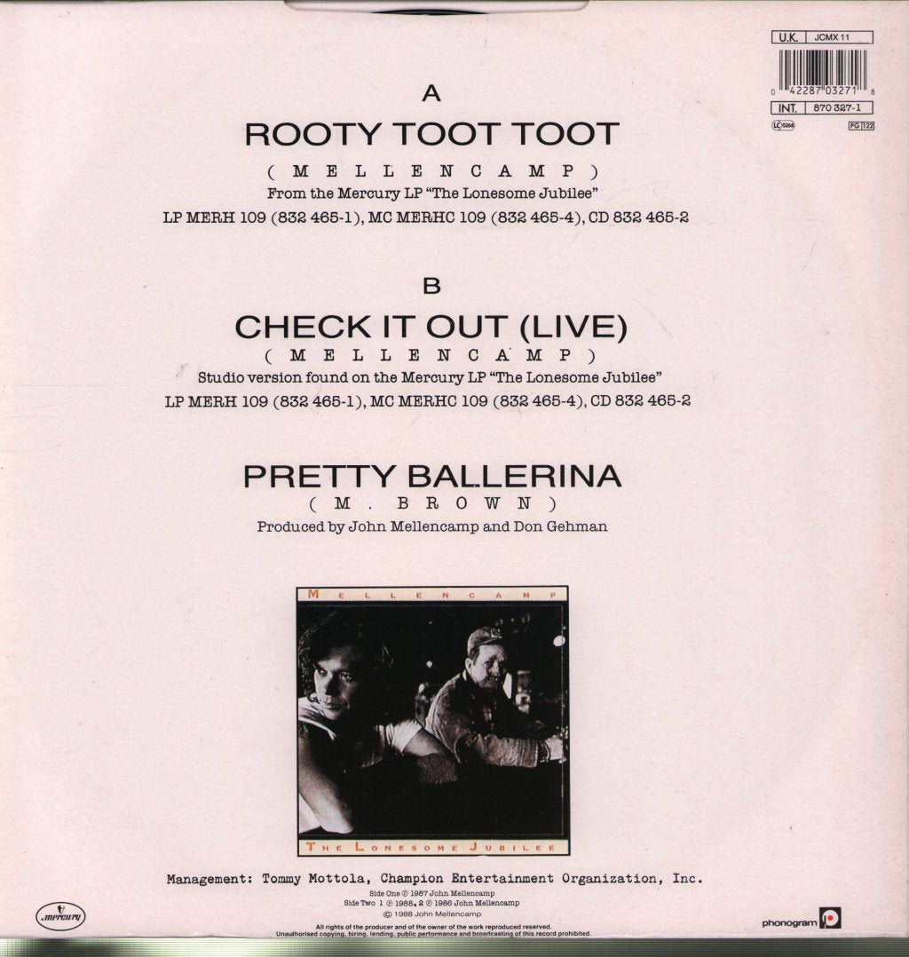 John Cougar Mellencamp - Rooty Toot Toot - 12 Inch
