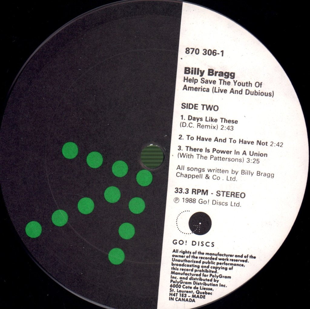 Billy Bragg - Help Save The Youth Of America (Live And Dubious) - Lp