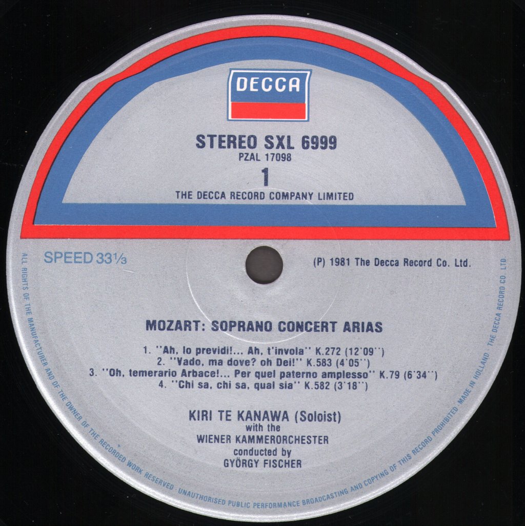 Kiri Te Kanawa - Mozart Soprano Concert Arias - Lp
