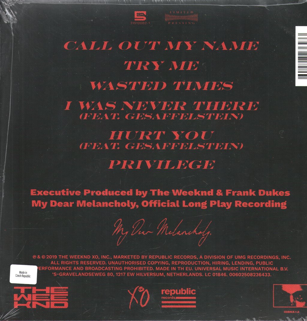 Weeknd - My Dear Melancholy - Lp