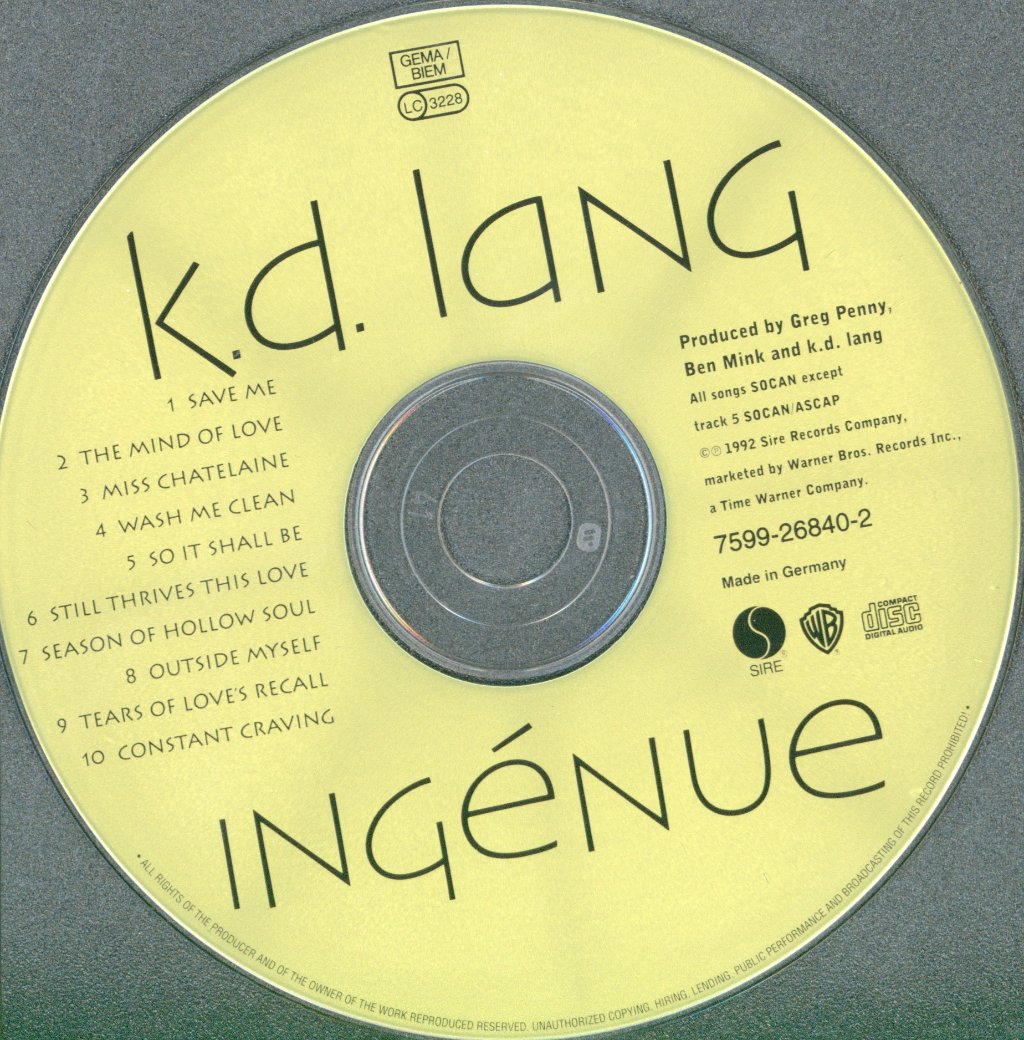 K.D. Lang - Ingenue - Cd