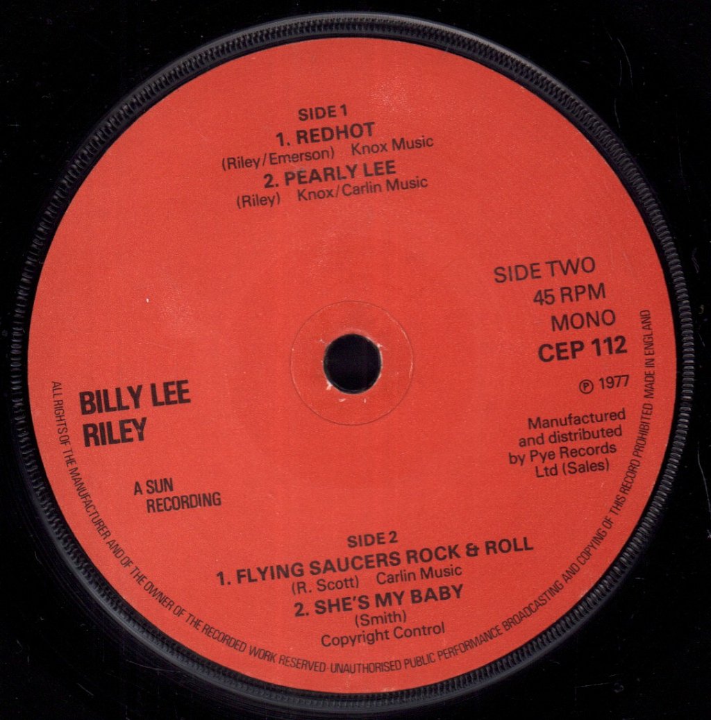 Billy Lee Riley - Red Hot - 7 Inch