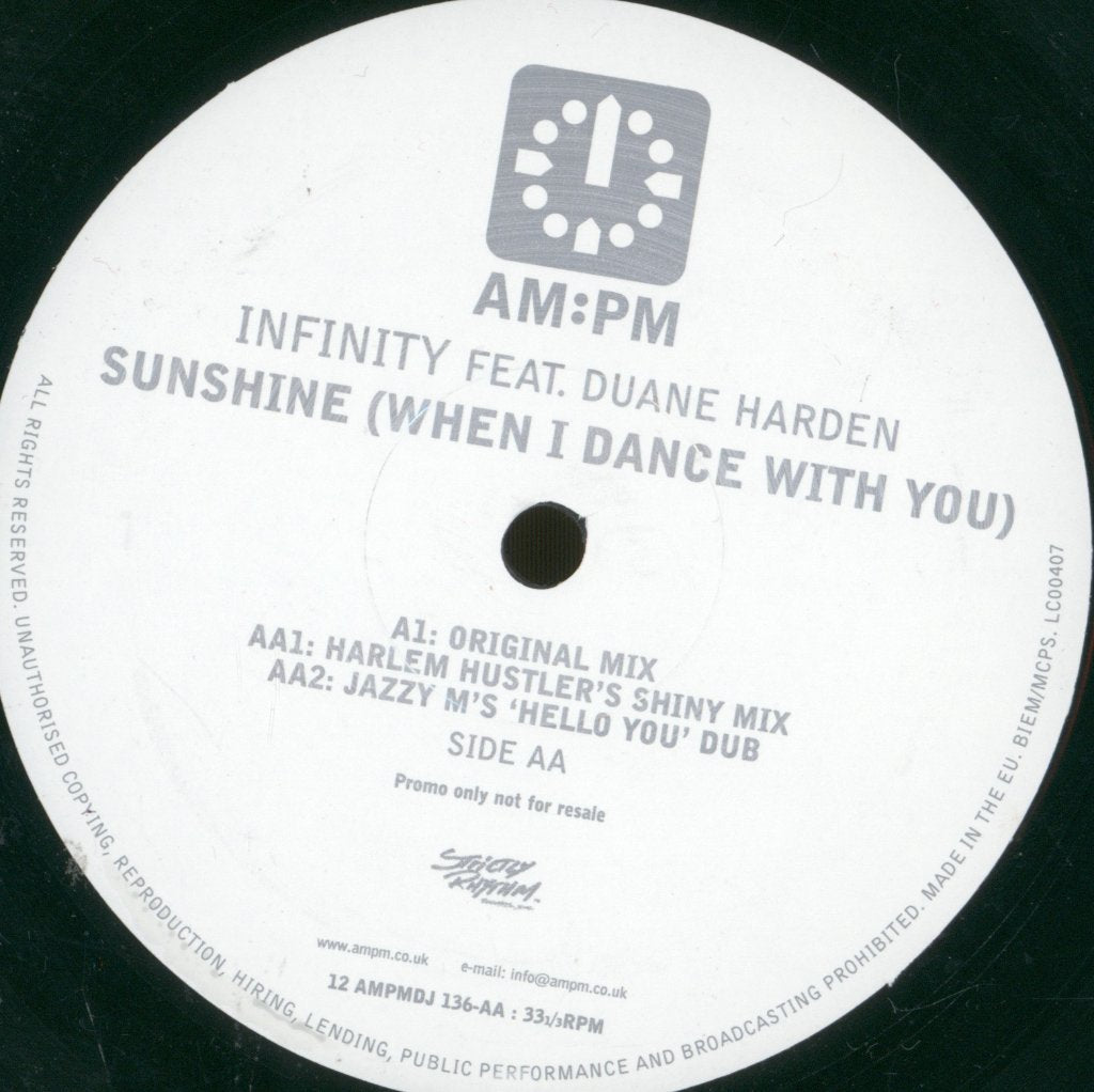 Infinity - Sunshine (When I Dance With You) - 12 Inch
