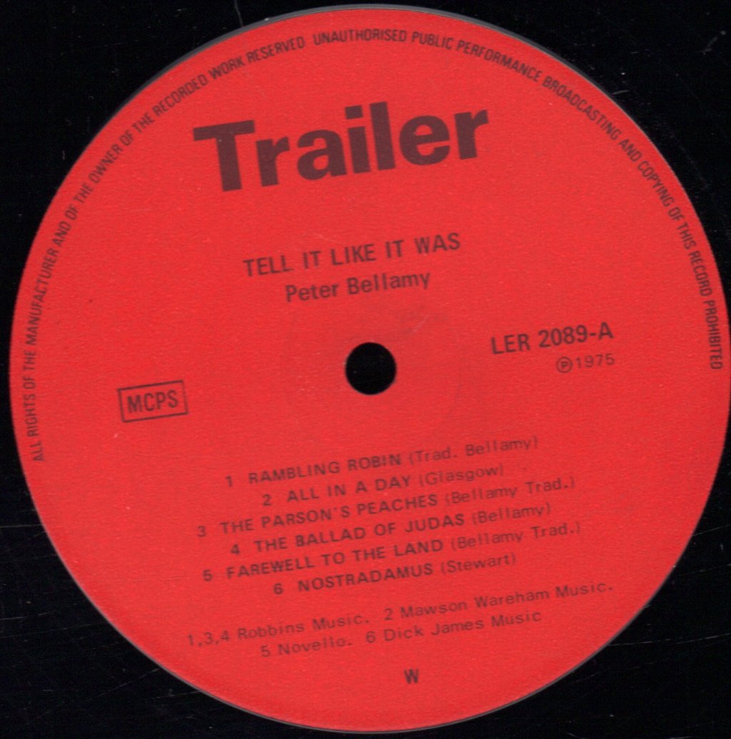 Peter Bellamy - Tell It Like It Was - Lp