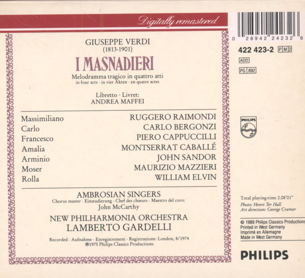 New Philharmonia Orchestra, Lamberto Gardelli - Verdi - I Masnadieri - Cd Set