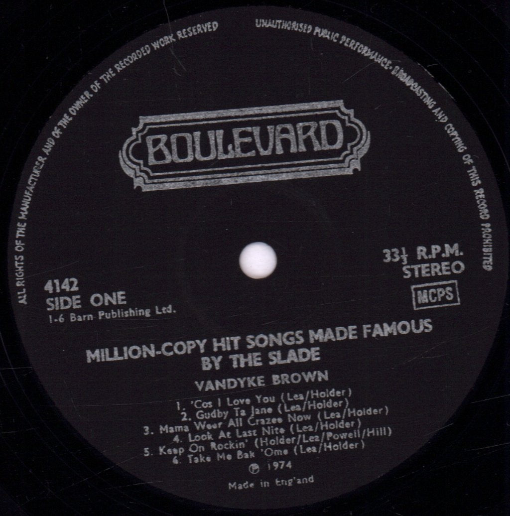Vandyke Brown - Million Copy Hit Songs Made Famous By Slade - Lp