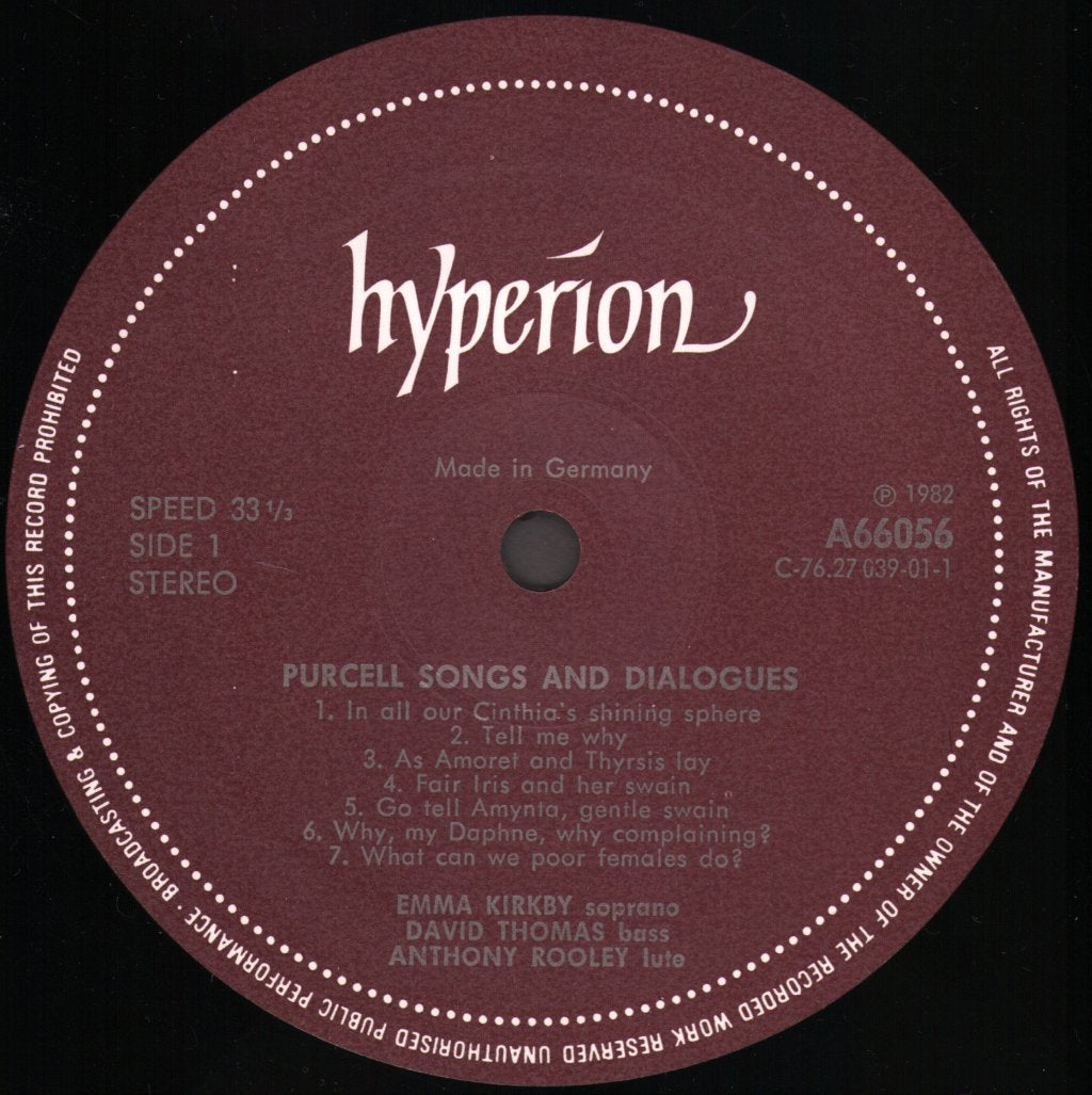 Emma Kirkby / David Thomas / Anthony Rooley - Purcell - Songs And Dialogues - Lp