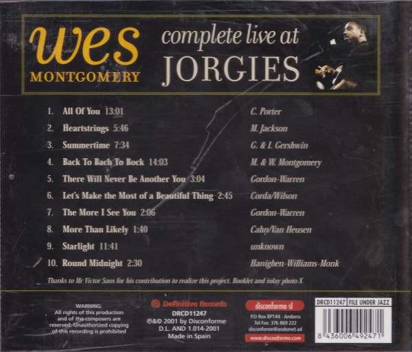 Wes Montgomery - Complete Live At Jorgies - Cd