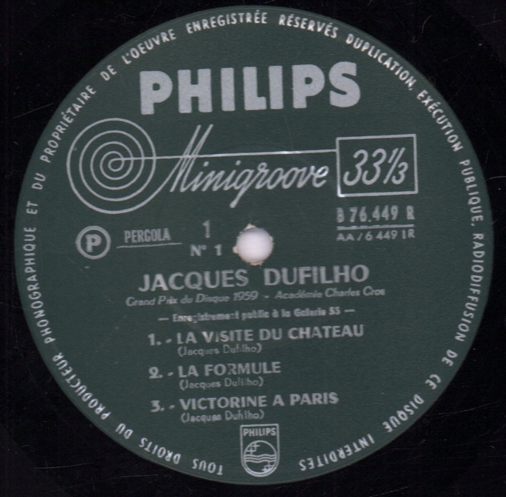 Jacques Dufilho - Enregistrement Public A La Galerie 55 - 10 Inch