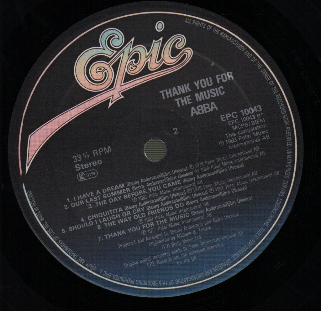 ABBA - Thank You For The Music (A Collection Of Love Songs) - Lp