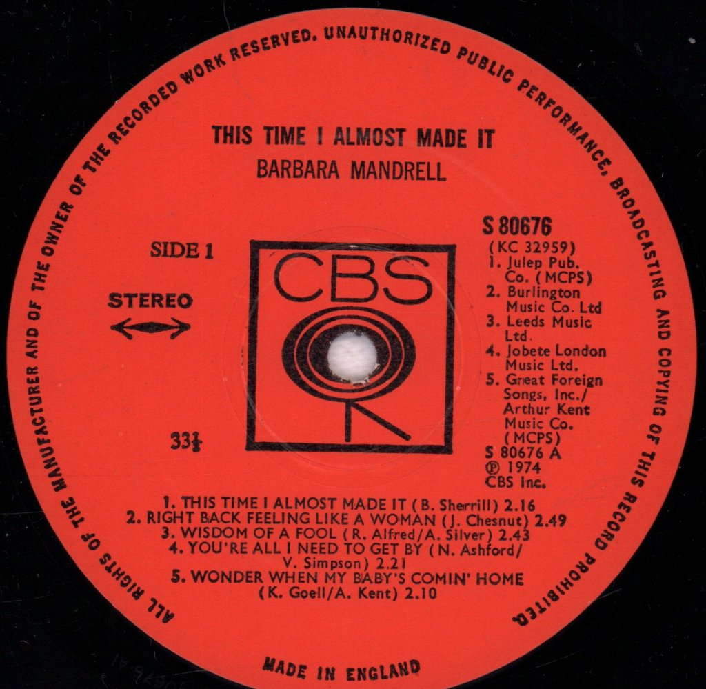 Barbara Mandrell - This Time I Almost Made It - Lp