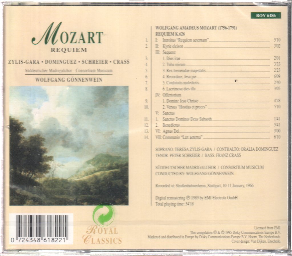 Süddeutscher Madrigalchor, Wolfgang Gönnenwein - Mozart - Requiem - Cd