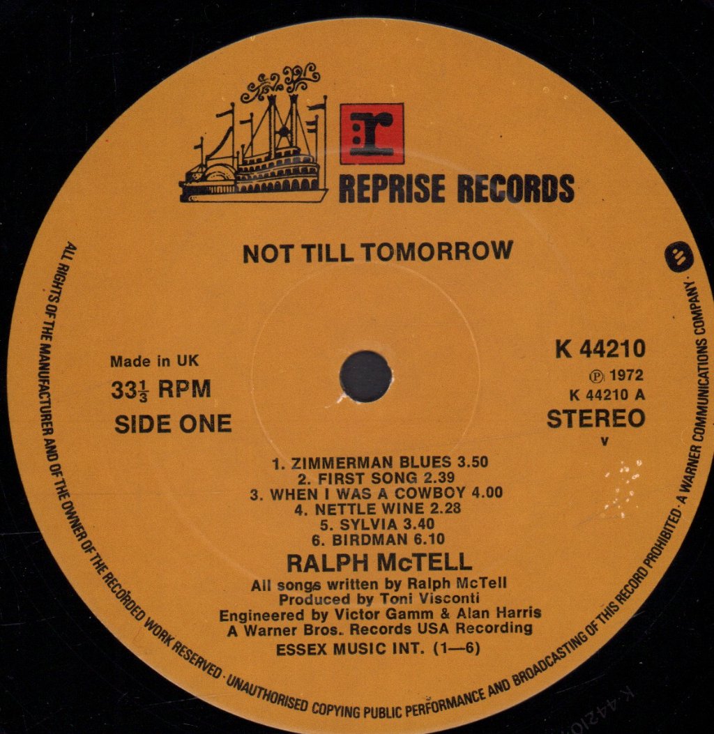 Ralph McTell - Not Till Tomorrow - Lp