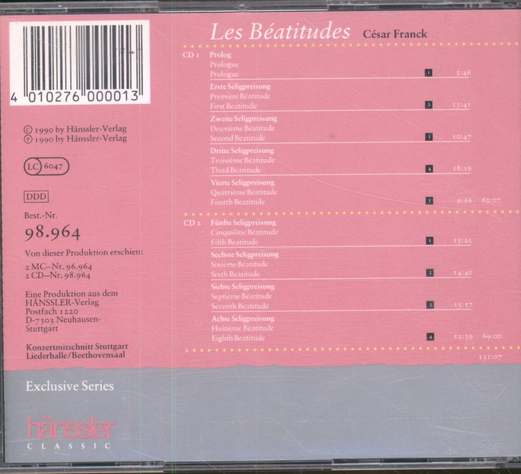 Radio-Sinfonieorchester Stuttgart, Helmuth Rilling - César Franck - Les Béatitudes = Die Seligpreisungen - Cd Set