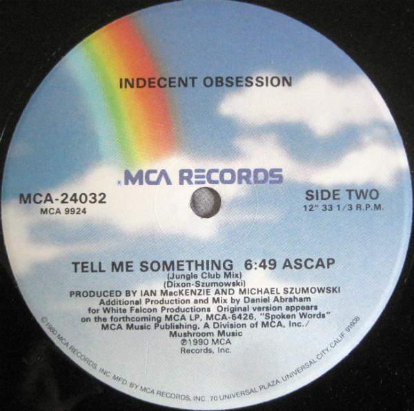 Indecent Obsession - Tell Me Something - 12 Inch